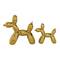 Set of 2 Gold Porcelain Contemporary Dog Sculpture, 7", 9"